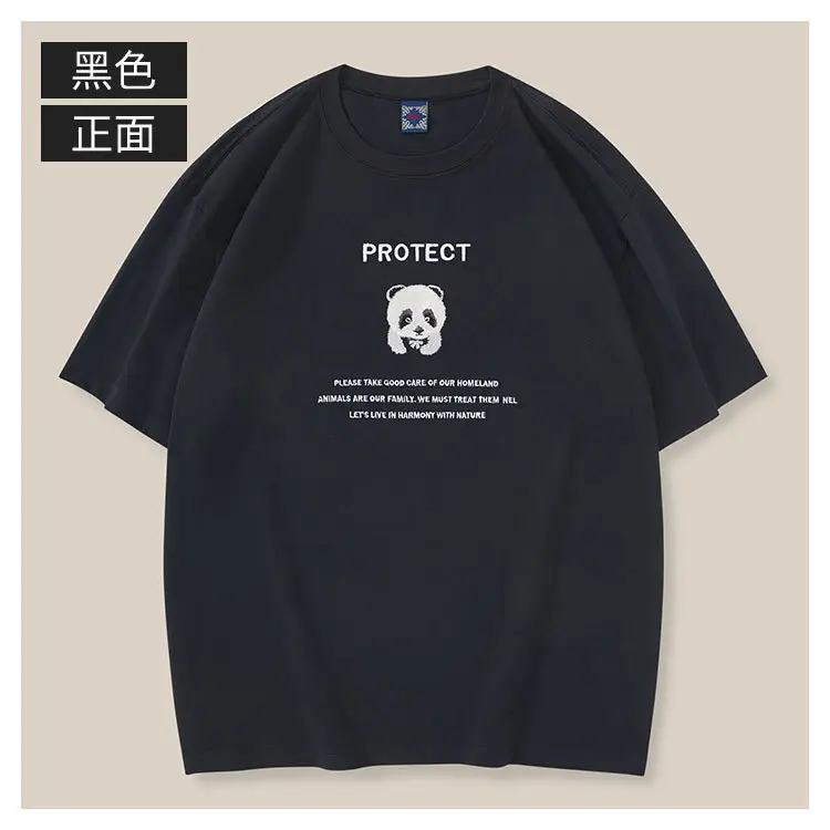 Men Cotton Panda Print T-Shirt Black 2023 - Image 2
