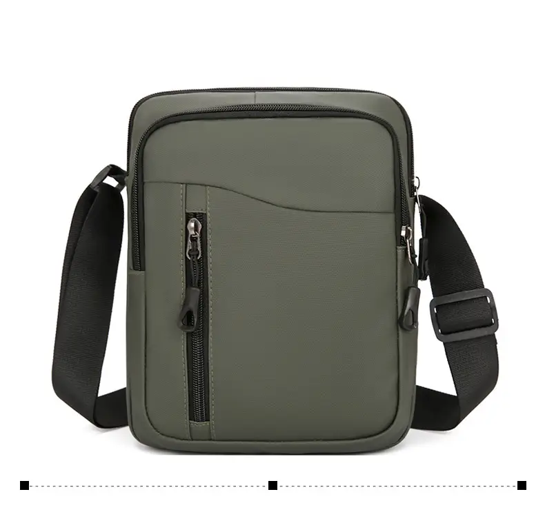 Men's Grey Oxford Cloth Crossbody Bag — feature 19