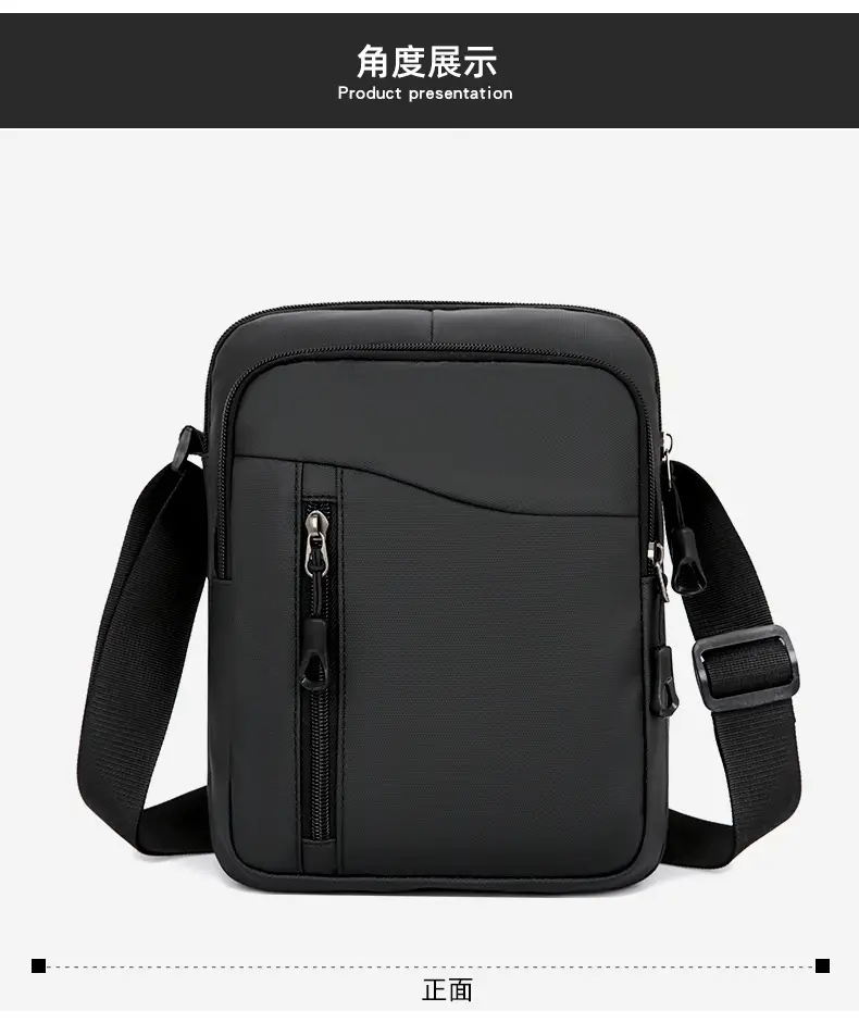 Men's Grey Oxford Cloth Crossbody Bag — feature 23