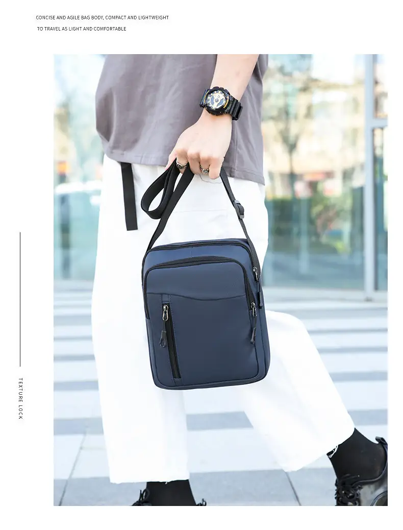 Men's Grey Oxford Cloth Crossbody Bag — feature 30