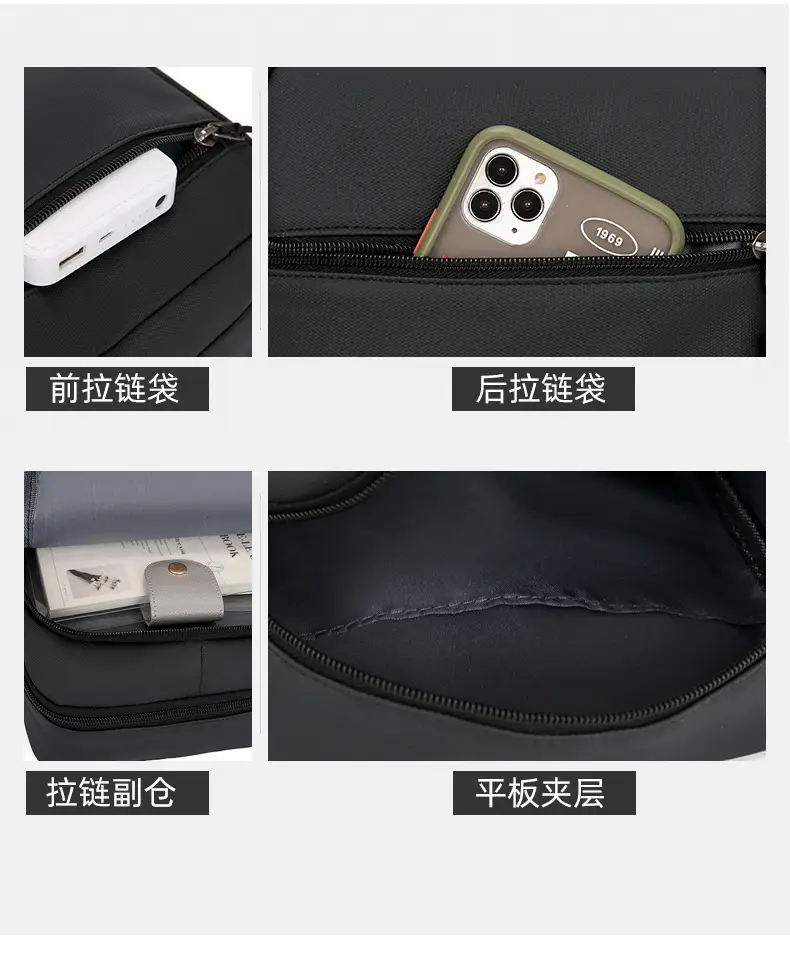 Men's Grey Oxford Cloth Crossbody Bag — feature 9
