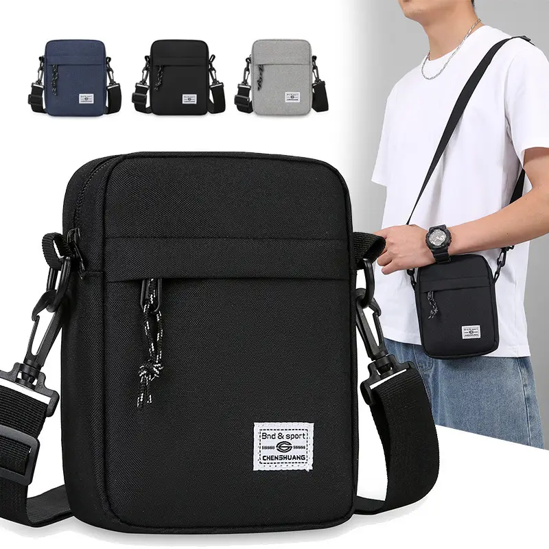 Men's Grey Oxford Cloth Crossbody Bag