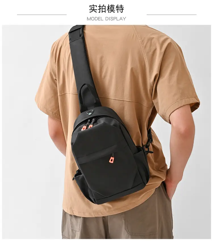 New Men's Grey Urban Casual Chest Bag with Wireless Charging Cable — feature 15
