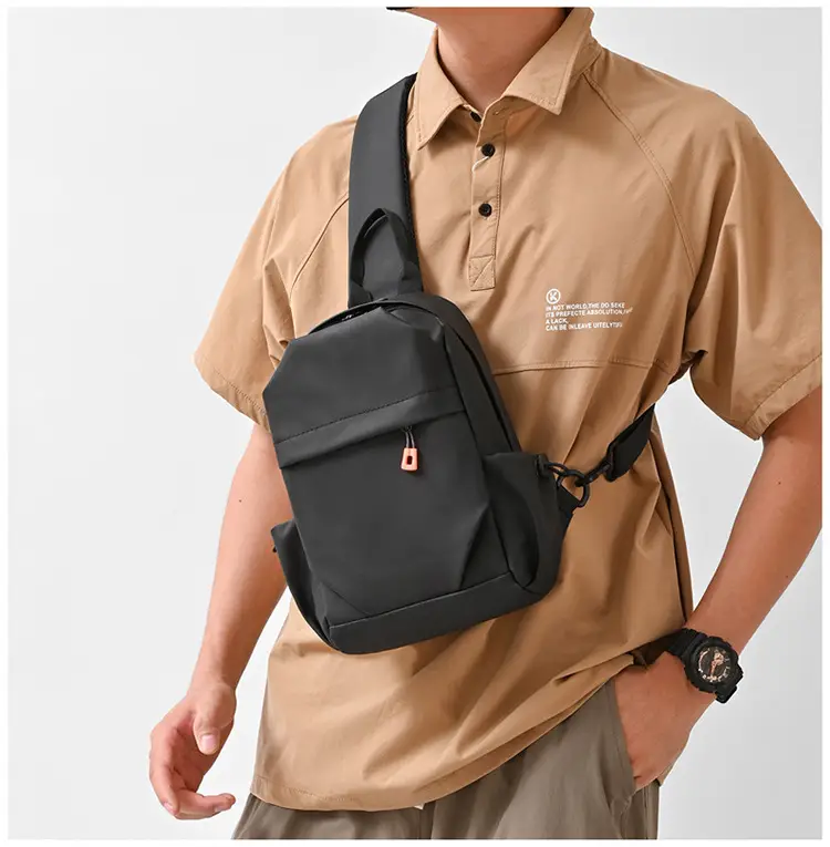 New Men's Grey Urban Casual Chest Bag with Wireless Charging Cable — feature 16