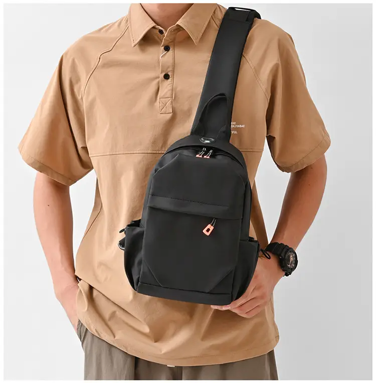 New Men's Grey Urban Casual Chest Bag with Wireless Charging Cable — feature 18