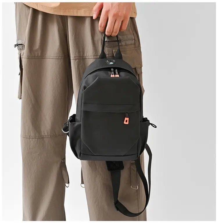 New Men's Grey Urban Casual Chest Bag with Wireless Charging Cable — feature 19