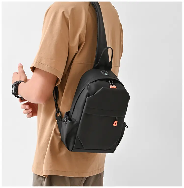 New Men's Grey Urban Casual Chest Bag with Wireless Charging Cable — feature 20