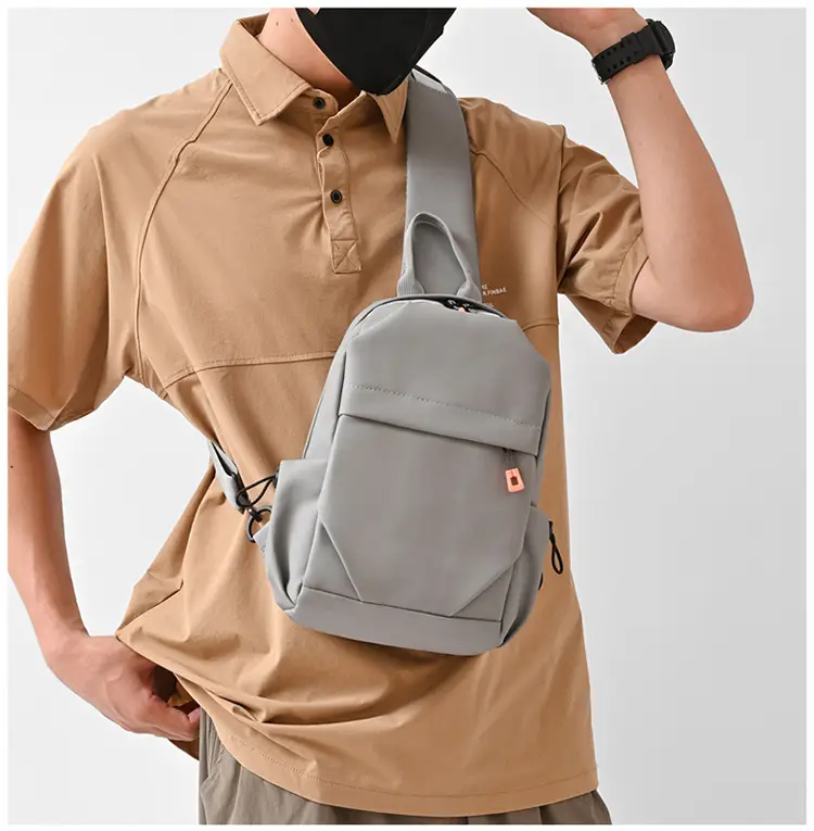 New Men's Grey Urban Casual Chest Bag with Wireless Charging Cable — feature 24