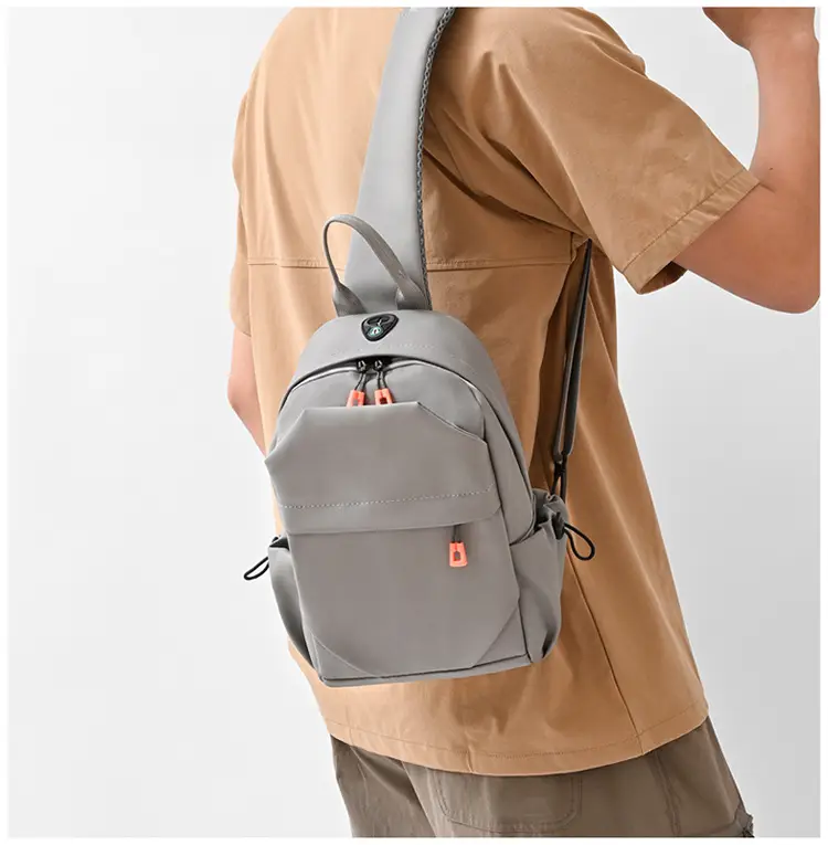 New Men's Grey Urban Casual Chest Bag with Wireless Charging Cable — feature 26