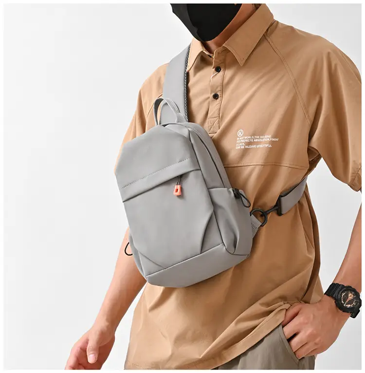 New Men's Grey Urban Casual Chest Bag with Wireless Charging Cable — feature 28