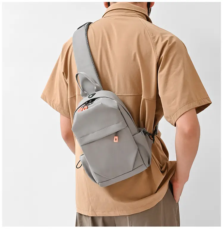 New Men's Grey Urban Casual Chest Bag with Wireless Charging Cable — feature 29