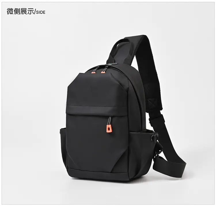 New Men's Grey Urban Casual Chest Bag with Wireless Charging Cable — feature 32
