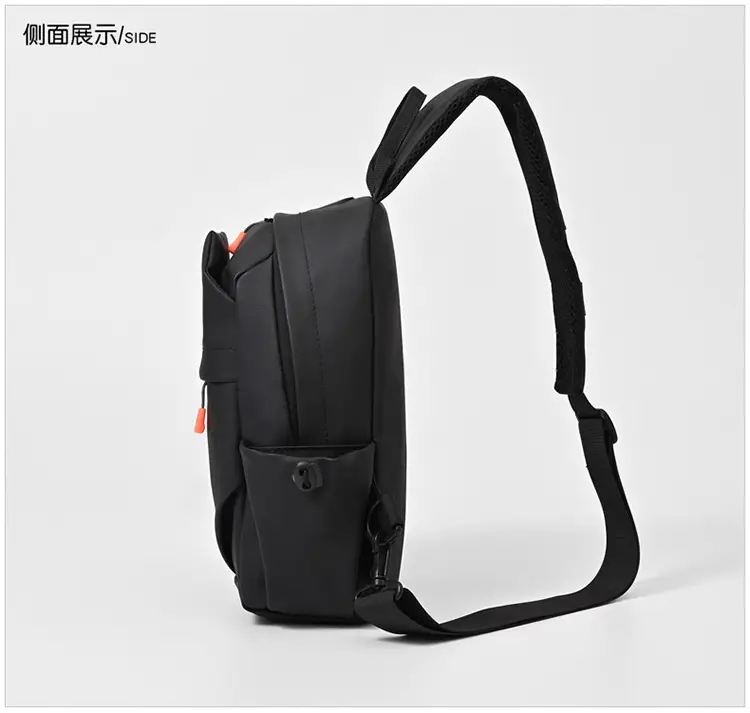 New Men's Grey Urban Casual Chest Bag with Wireless Charging Cable — feature 33