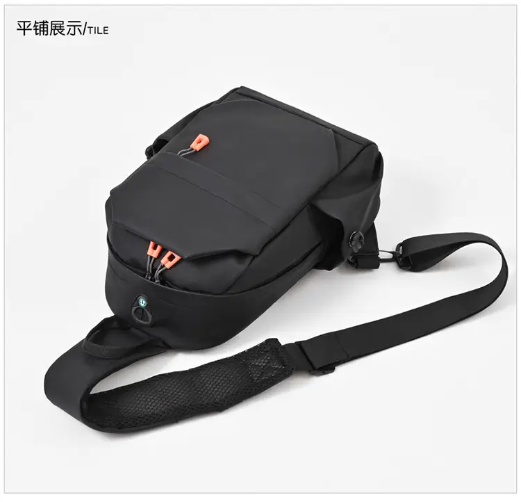 New Men's Grey Urban Casual Chest Bag with Wireless Charging Cable — feature 35