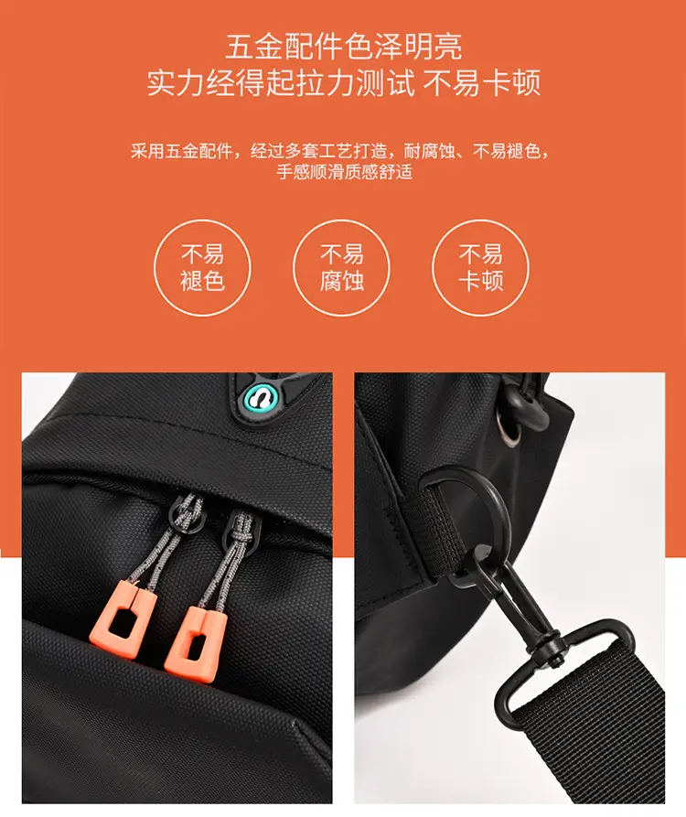 New Men's Grey Urban Casual Chest Bag with Wireless Charging Cable — feature 8