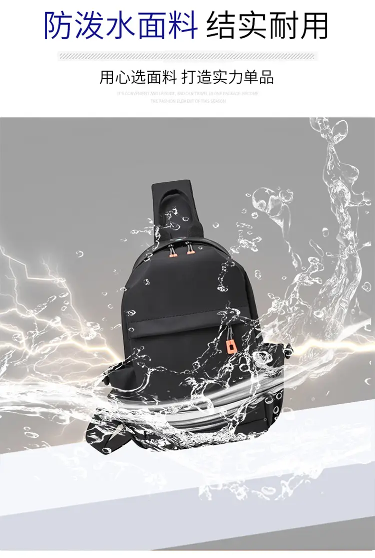 New Men's Grey Urban Casual Chest Bag with Wireless Charging Cable — feature 9