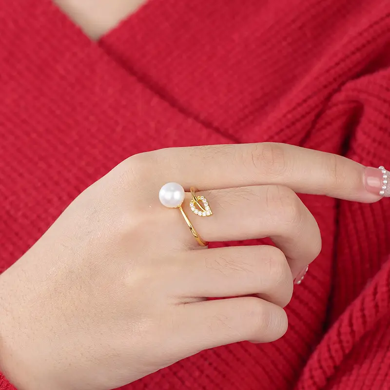 2023 Pearl Leaf Zircon Ring Set for Women - Image 2