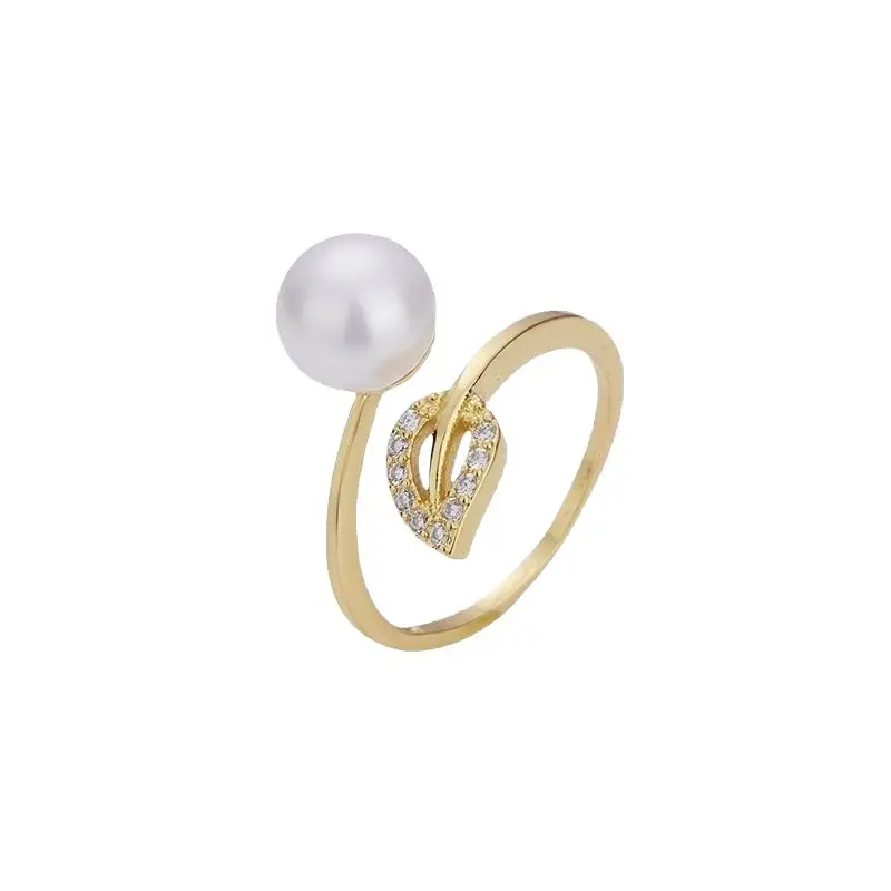 2023 Pearl Leaf Zircon Ring Set for Women - Image 5