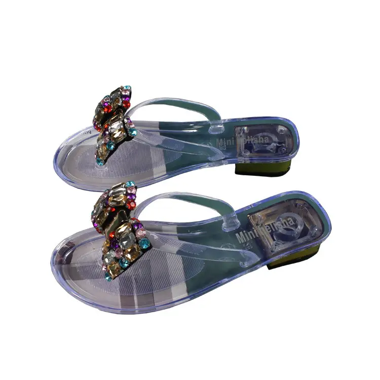 Yuzhihao Diamond Heel Slippers Women's Flat Flip Flops