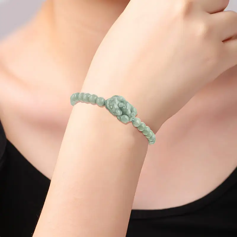 Green Jade Flower Bracelet for Women - Image 4