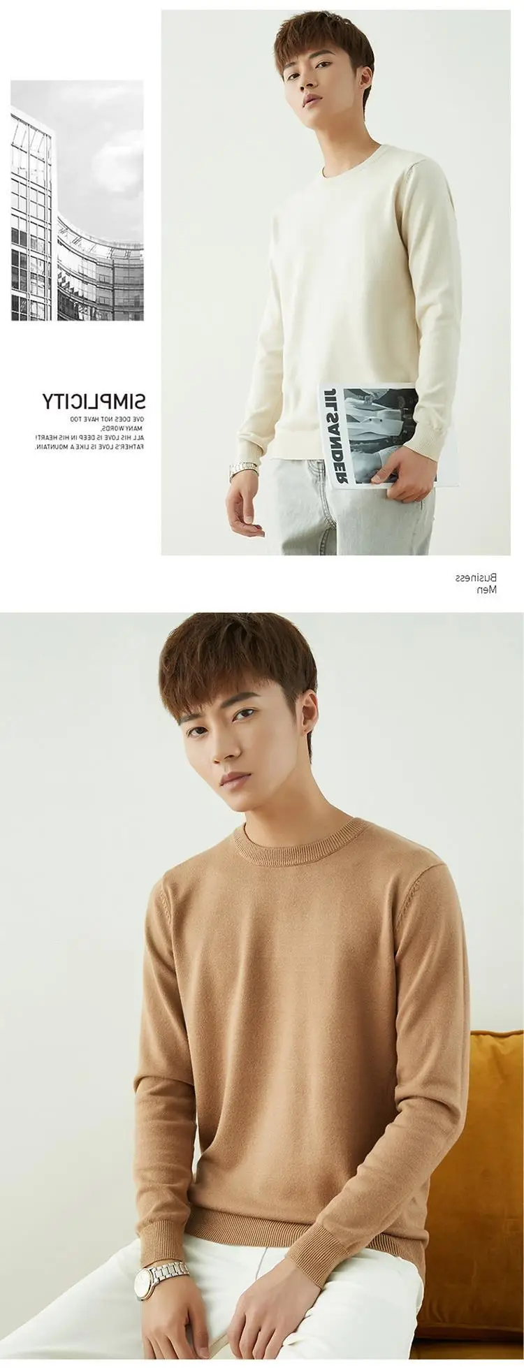 Men V-Neck Pullover Sweater Long Sleeve 2023 Grey — feature 90