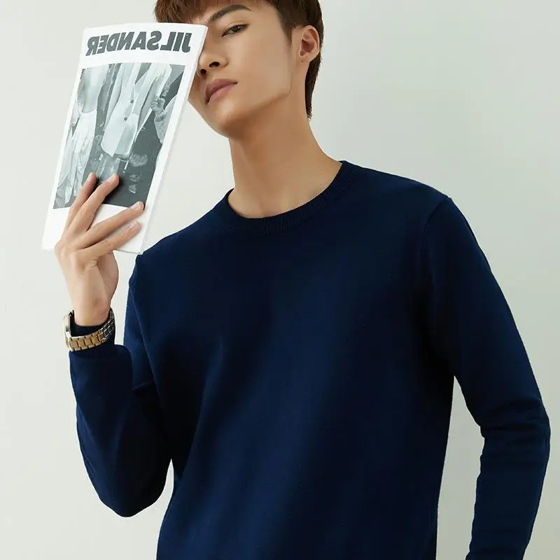Men V-Neck Pullover Sweater Long Sleeve 2023 Grey