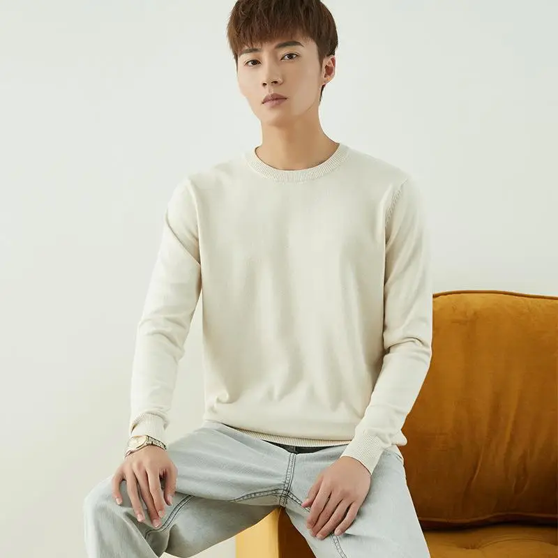 Men V-Neck Pullover Sweater Long Sleeve 2023 Grey