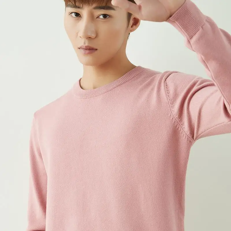 Men V-Neck Pullover Sweater Long Sleeve 2023 Grey