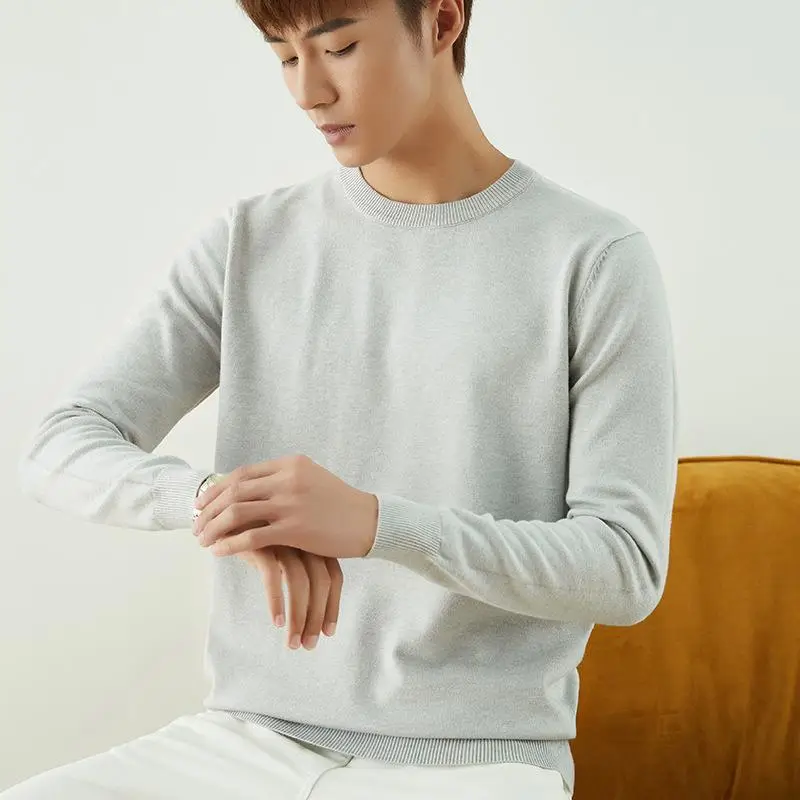 Men V-Neck Pullover Sweater Long Sleeve 2023 Grey