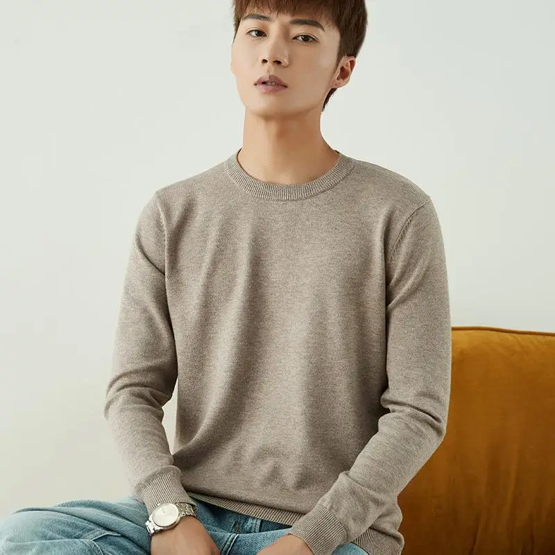 Men V-Neck Pullover Sweater Long Sleeve 2023 Grey