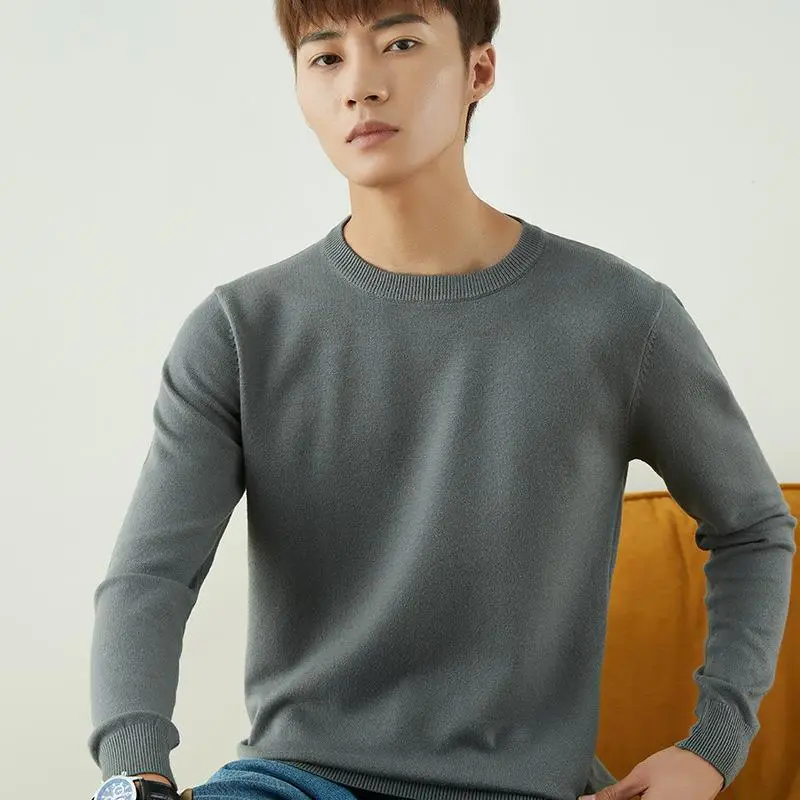 Men V-Neck Pullover Sweater Long Sleeve 2023 Grey