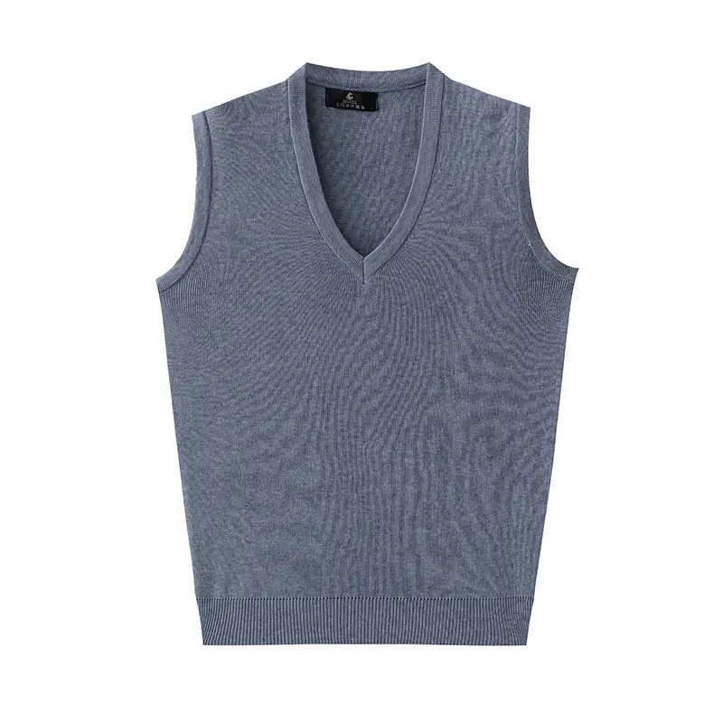 V-Neck Wool Vest for Men Grey Knitted Sleeveless - Image 10