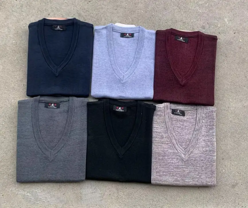 V-Neck Wool Vest for Men Grey Knitted Sleeveless — feature 5