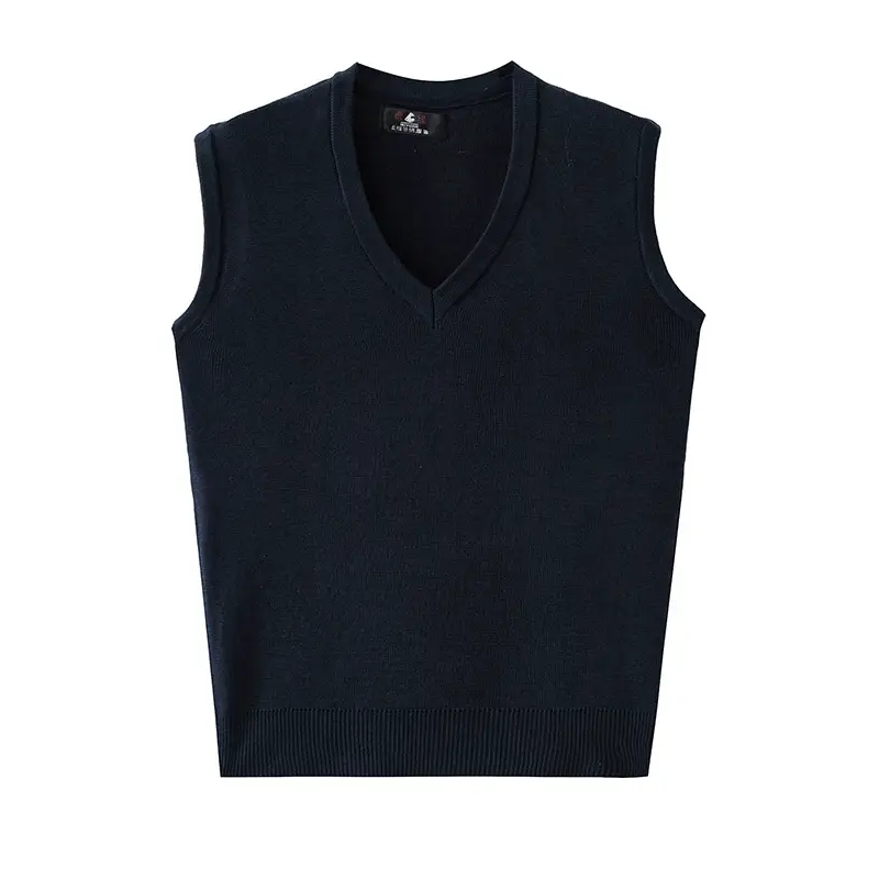 V-Neck Wool Vest for Men Grey Knitted Sleeveless - Image 7