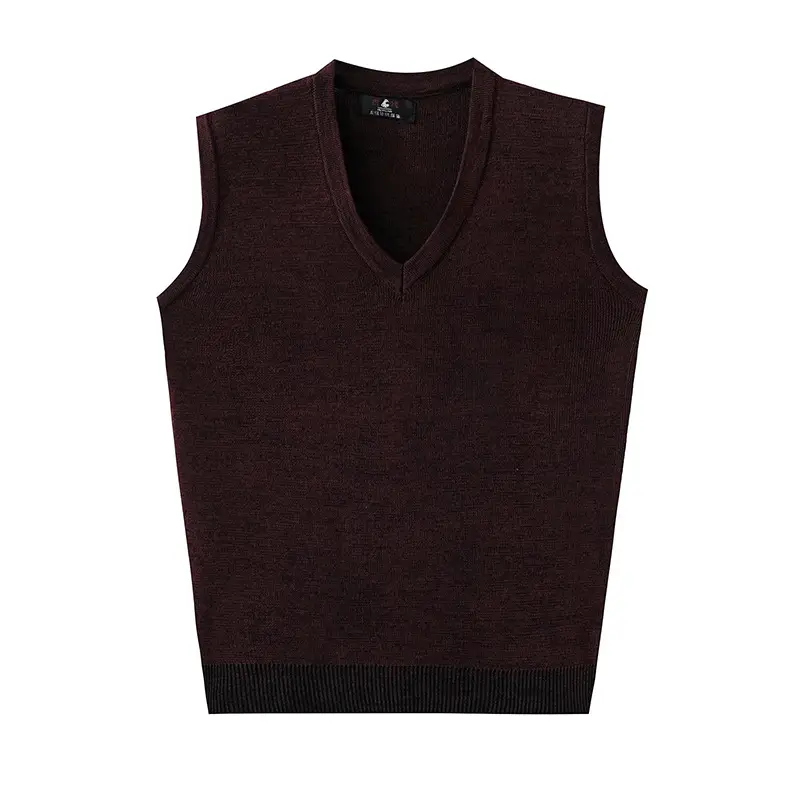 V-Neck Wool Vest for Men Grey Knitted Sleeveless - Image 8