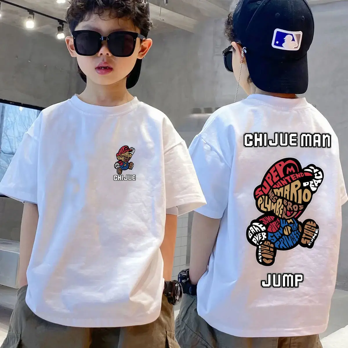 Kids Cotton T-Shirt Black Mid Size Summer Wear — feature 1