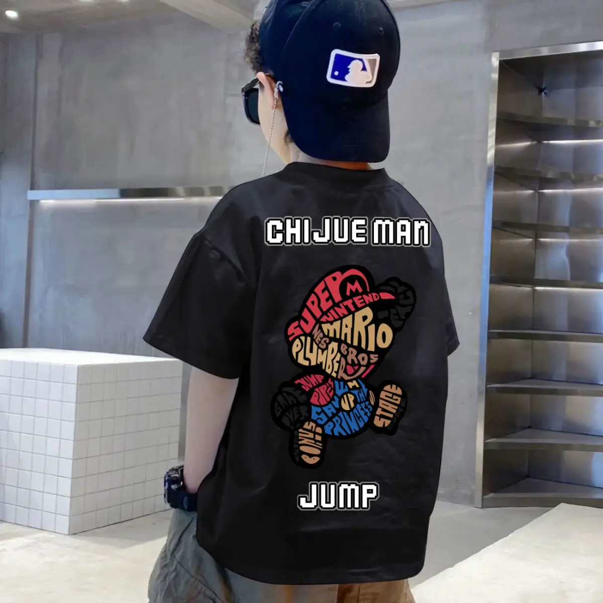 Kids Cotton T-Shirt Black Mid Size Summer Wear — feature 3