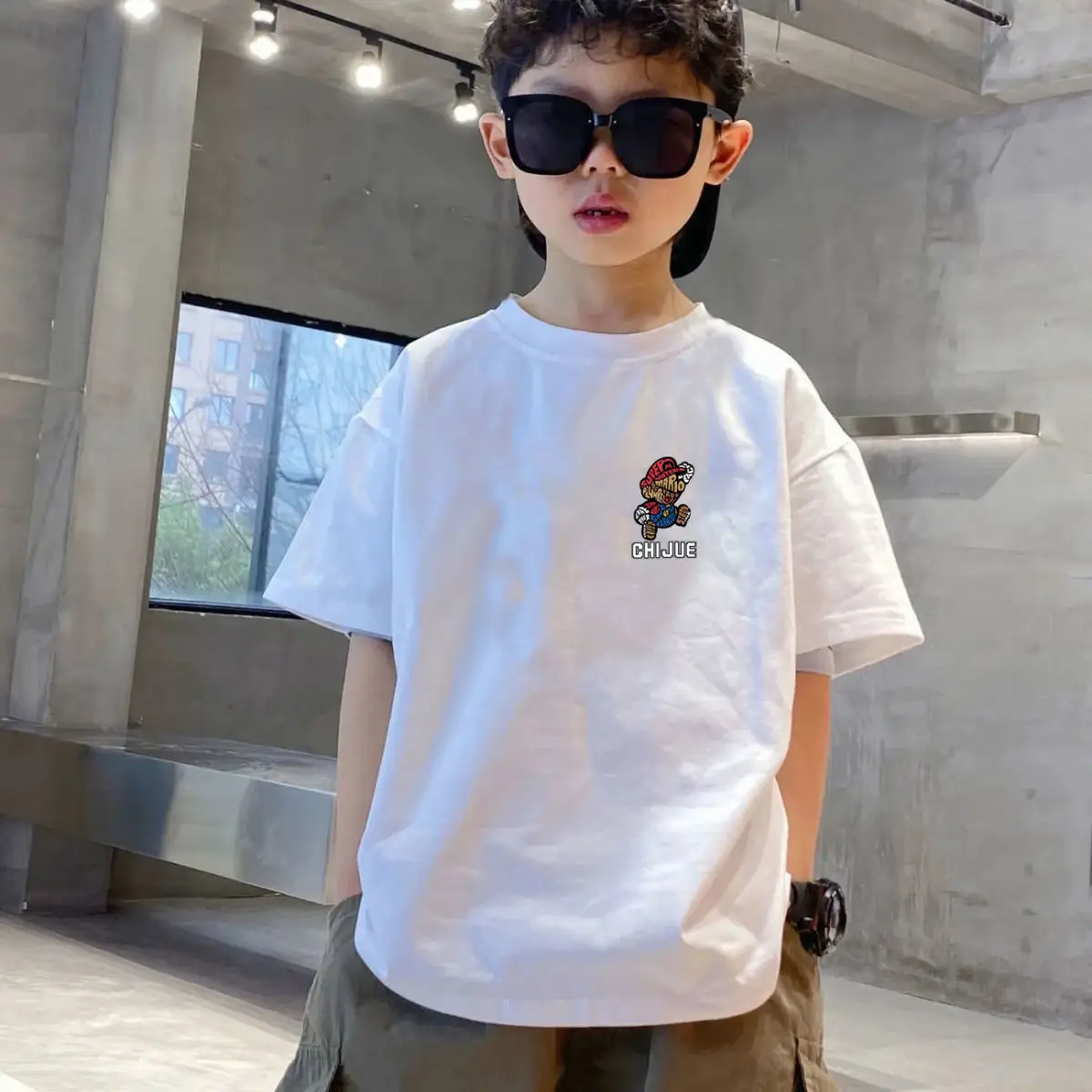Kids Cotton T-Shirt Black Mid Size Summer Wear — feature 5