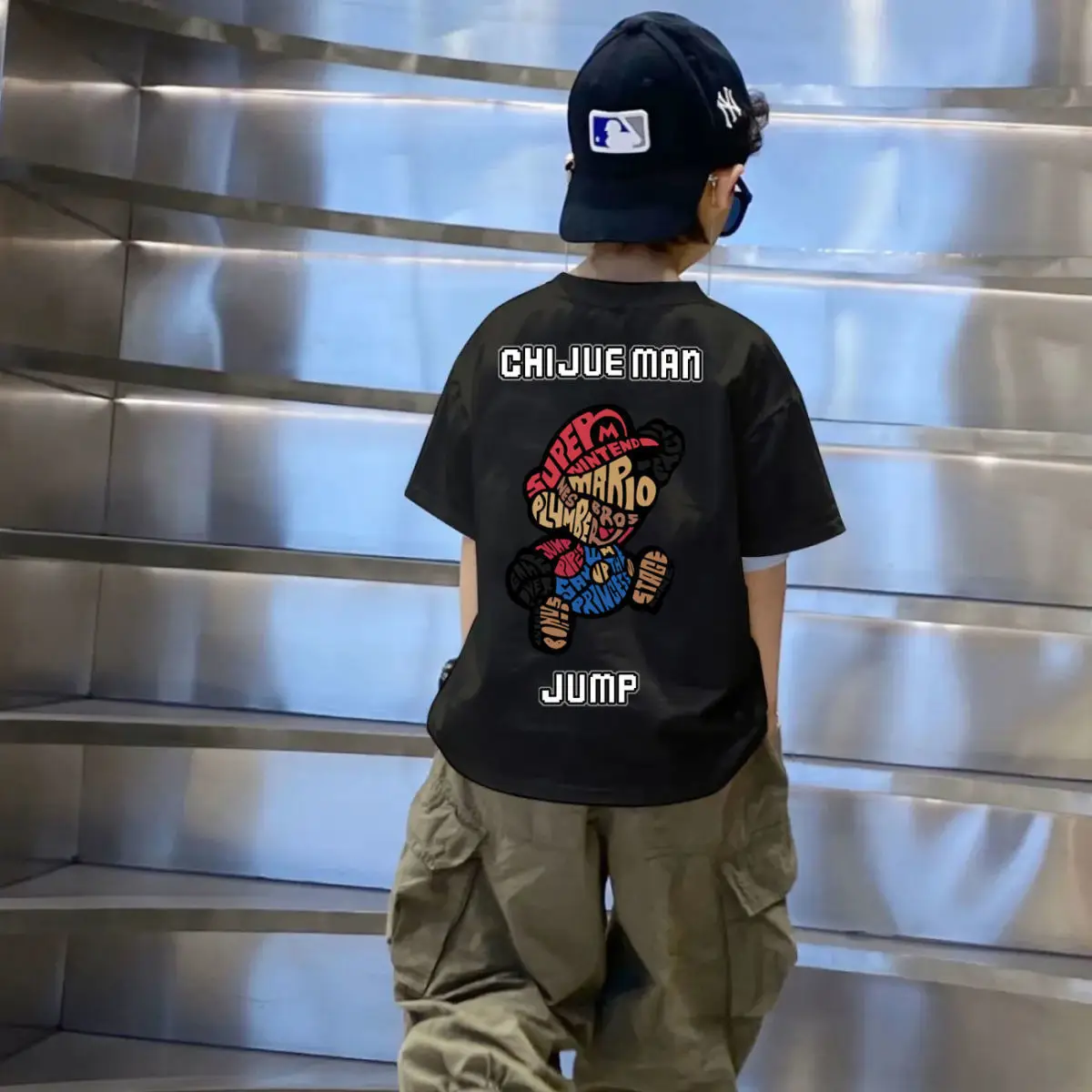 Kids Cotton T-Shirt Black Mid Size Summer Wear — feature 7