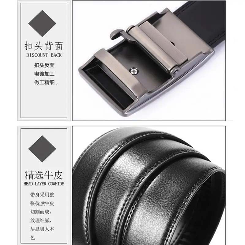Men's Black Genuine Leather Belt with Automatic Buckle - Image 11