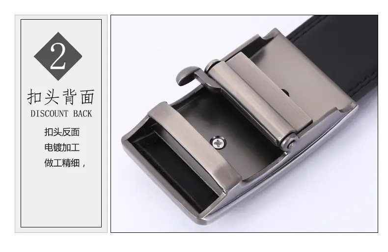 Men's Black Genuine Leather Belt with Automatic Buckle β feature 3