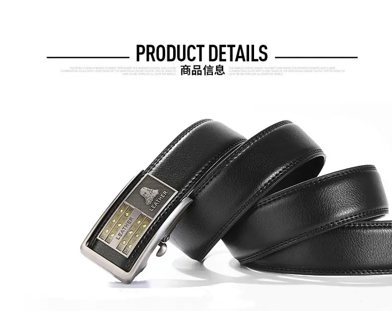 Men's Black Genuine Leather Belt with Automatic Buckle β feature 4