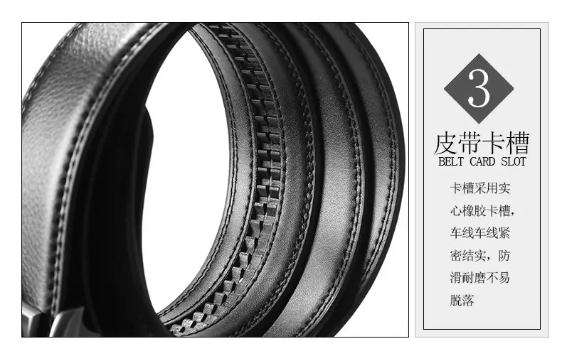 Men's Black Genuine Leather Belt with Automatic Buckle β feature 5
