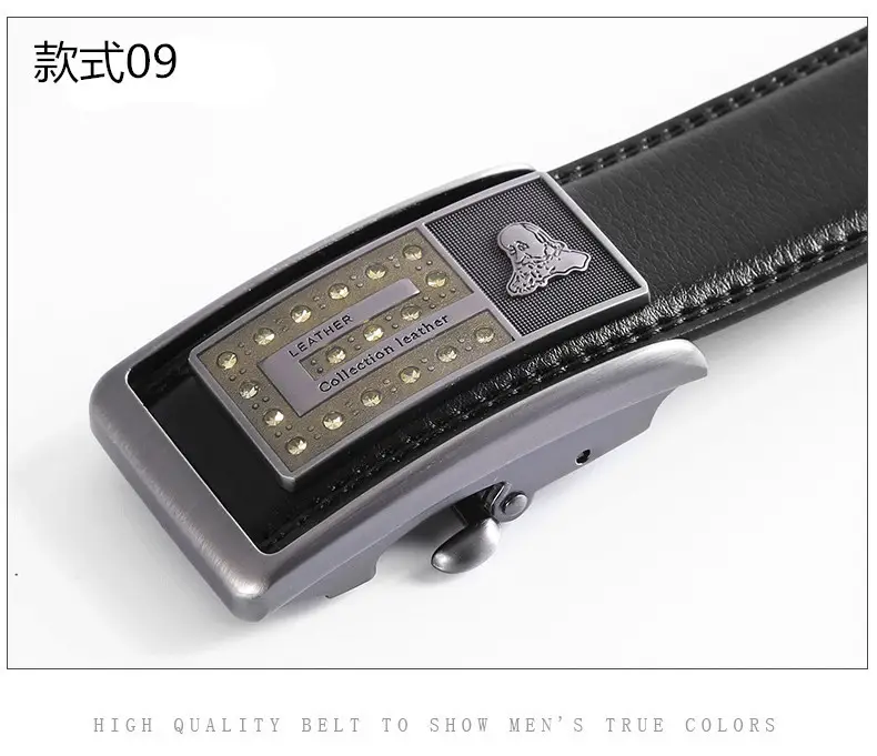 Men's Black Genuine Leather Belt with Automatic Buckle - Image 4
