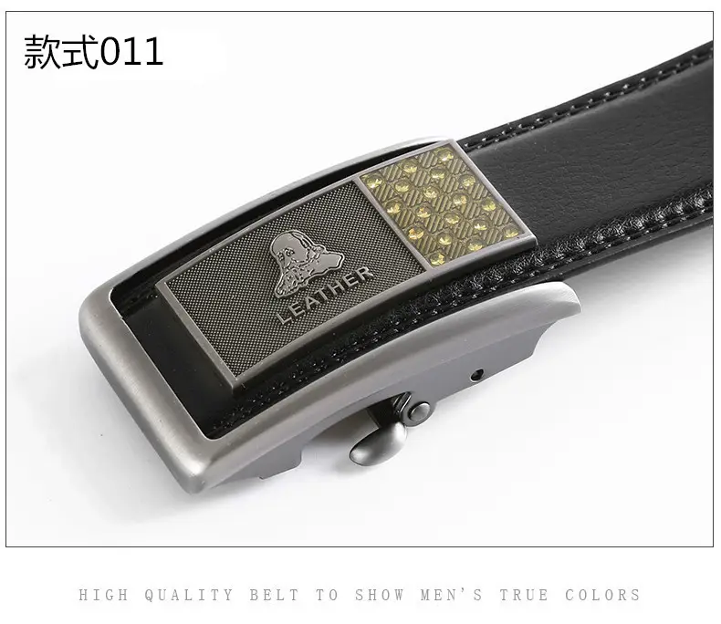 Men's Black Genuine Leather Belt with Automatic Buckle - Image 5