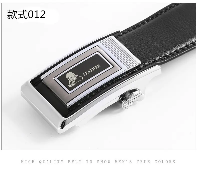 Men's Black Genuine Leather Belt with Automatic Buckle - Image 6