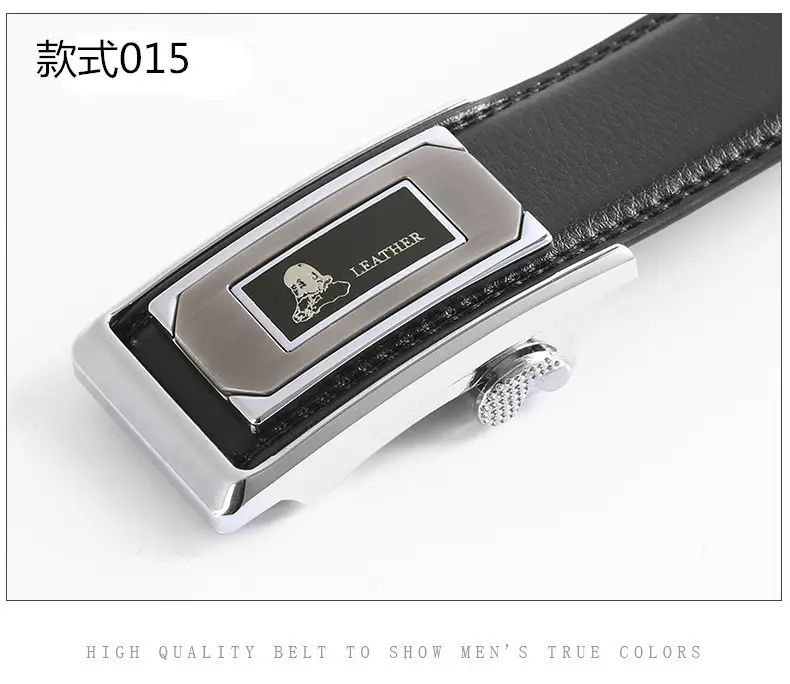 Men's Black Genuine Leather Belt with Automatic Buckle - Image 8