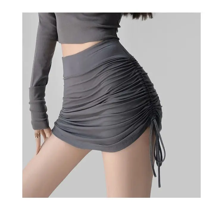 Women's Adjustable Drawstring Hip Skirt Solid Color Slimming — feature 10