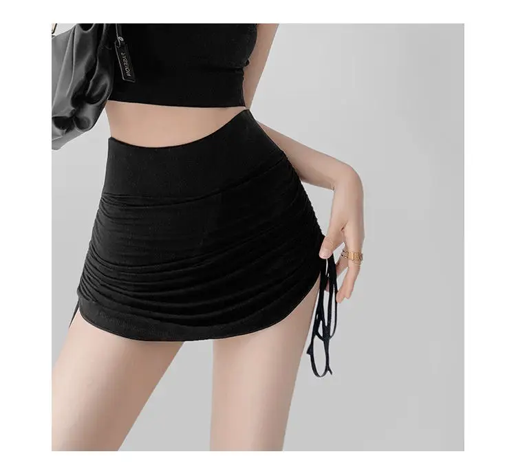 Women's Adjustable Drawstring Hip Skirt Solid Color Slimming — feature 12