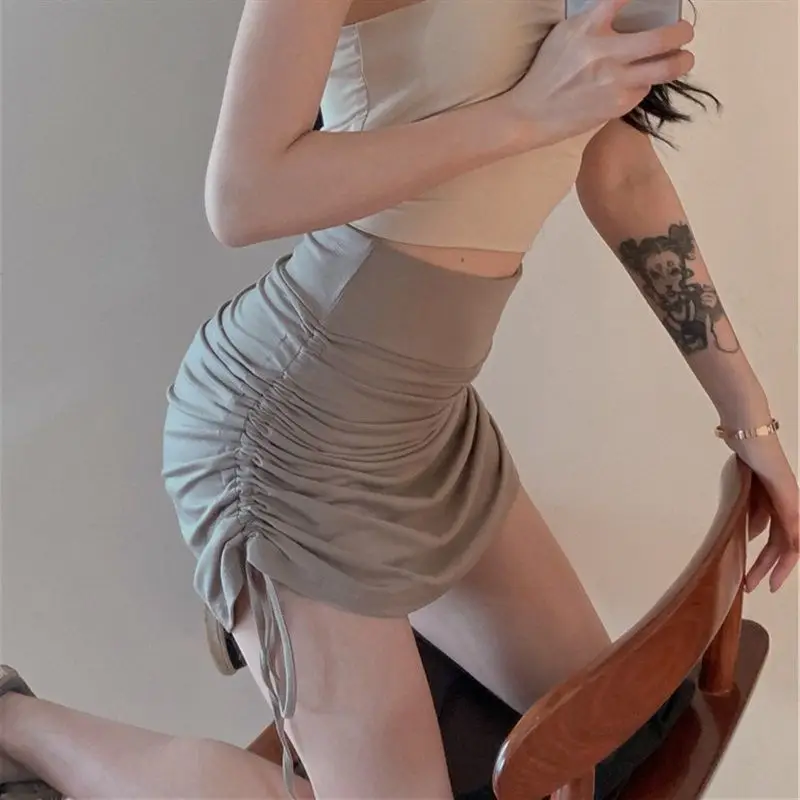 Women's Adjustable Drawstring Hip Skirt Solid Color Slimming — feature 20